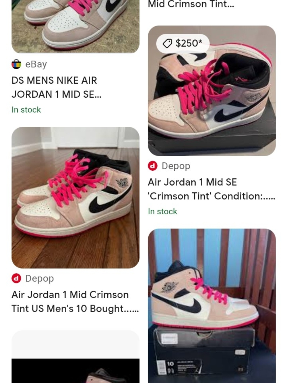Nike Air Jordan 1 Mid - Pink/Black/White with Crimson Laces